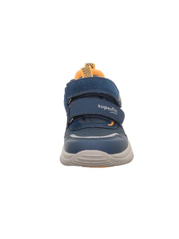 superfit Leder-Sneakers "Storm" in Dunkelblau/ Orange