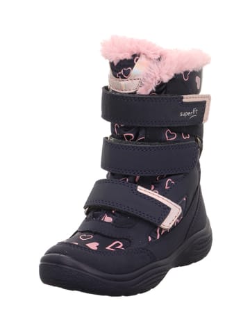 superfit Leder-Winterstiefel "Crystal" in Dunkelblau/ Rosa