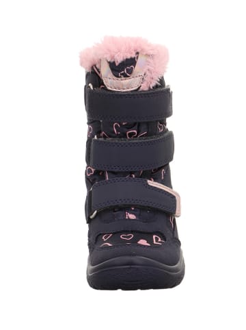 superfit Leder-Winterstiefel "Crystal" in Dunkelblau/ Rosa