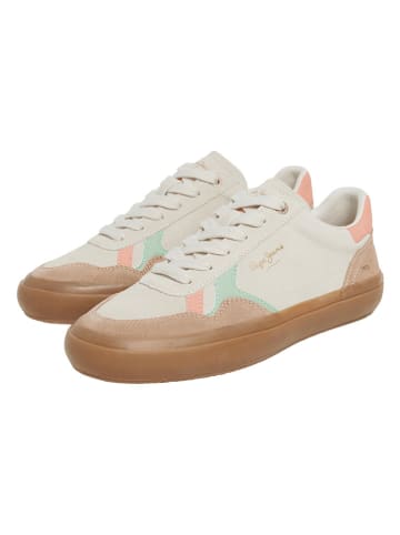 Pepe Jeans FOOTWEAR Skórzane sneakersy "Travis Retro" w kolorze beżowym