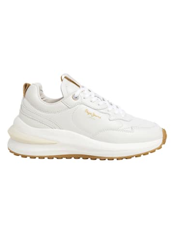Pepe Jeans FOOTWEAR Leren sneakers "Winslow Action" wit