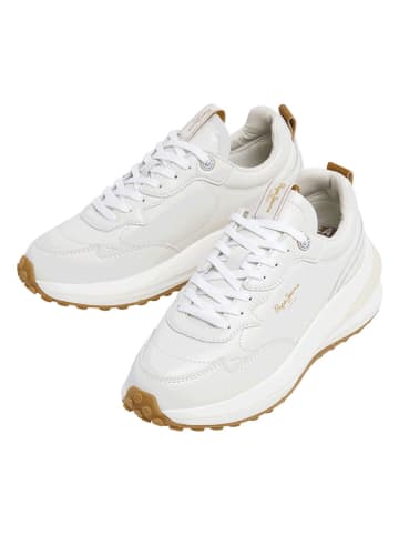 Pepe Jeans FOOTWEAR Leren sneakers "Winslow Action" wit