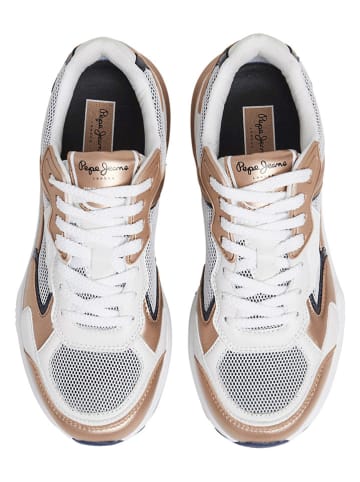 Pepe Jeans FOOTWEAR Sneakers "Dave Metal" in Weiß/ Beige