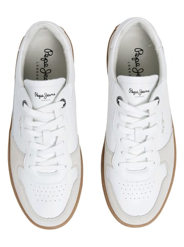Pepe Jeans FOOTWEAR Leren sneakers "Camden One" wit