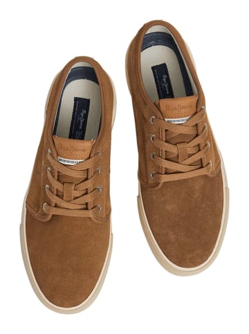 Pepe Jeans FOOTWEAR Leren sneakers "Ben Low" lichtbruin