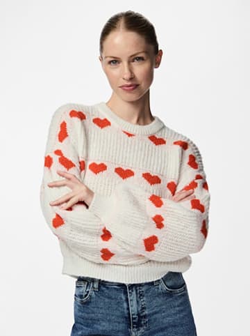 Pieces Trui wit/rood