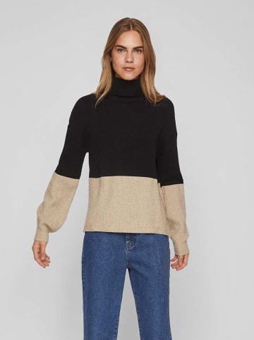 Vila Pullover in Beige/ Schwarz