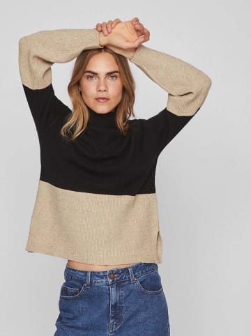 Vila Pullover in Beige/ Schwarz