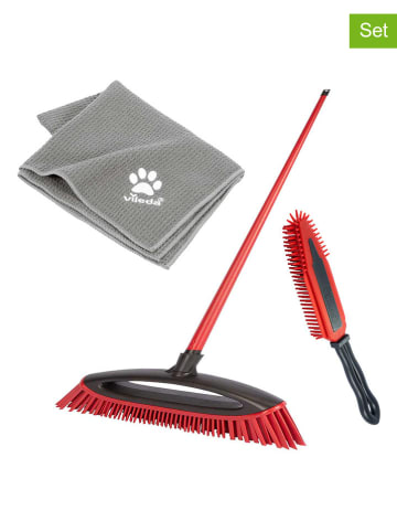 Vileda 3tlg. Besen-Set: "Pet Pro" in Rot