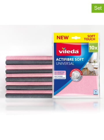 Vileda Uniwersalne ściereczki (10 szt.) "Actifibre Soft" w kolorze różowo-szarym