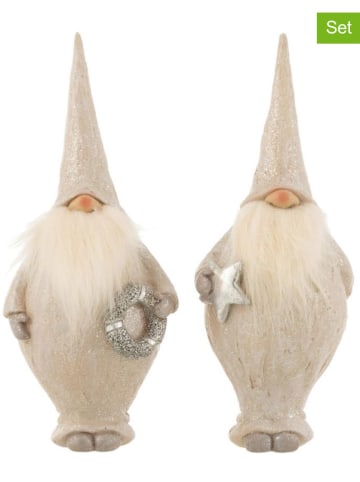 J Line 2er-Set: Dekofiguren in Beige/ Silber - (B)19 x (H)25 x (T)10 cm