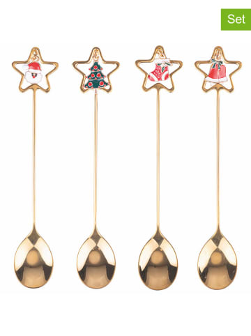 Villa d´Este 6er-Set: Teelöffel "Xmas" in Gold/ Bunt - (H)16,3 cm