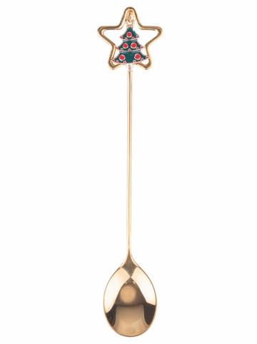 Villa d´Este 6-delige set: theelepels "Xmas" goudkleurig/meerkleurig - (H)16,3 cm