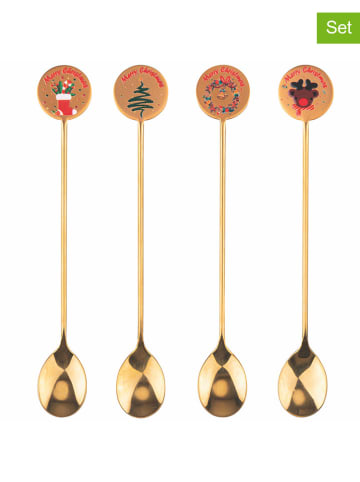 Villa d´Este 6er-Set: Teelöffel "Xmas" in Gold/ Bunt - (H)16,3 cm