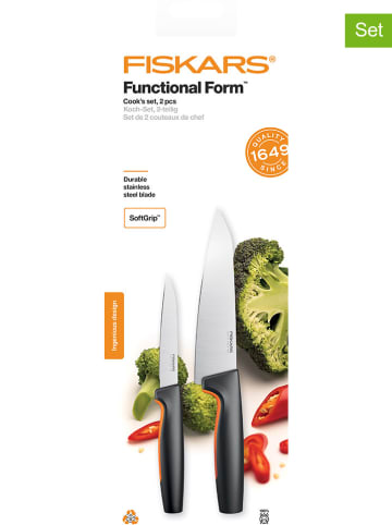 Fiskars 2-delige keukenmessenset "Funtional Form" zwart