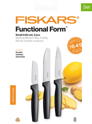 Fiskars 3er-Set: Küchenmesser "Functional Form" in Schwarz/ Silber