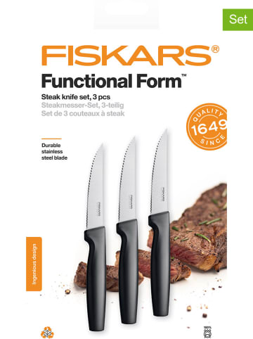 Fiskars Noże (3 szt.) "Functional Form" w kolorze srebrno-czarnym do steków
