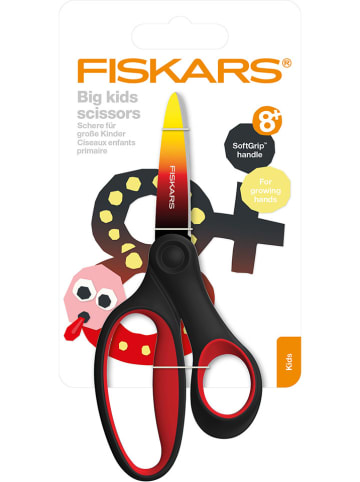 Fiskars Nożyczki w kolorze czerwono-czarnym dla dzieci - wys. 15 cm