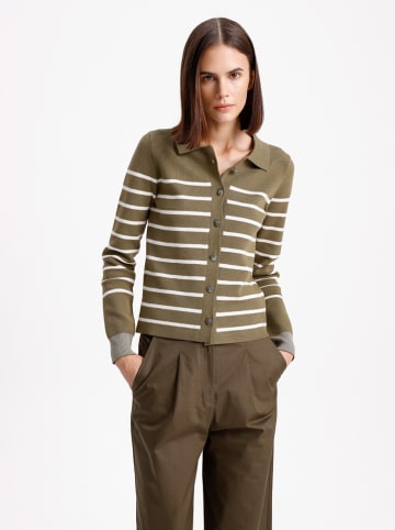 BGN Cardigan in Khaki/ Weiß