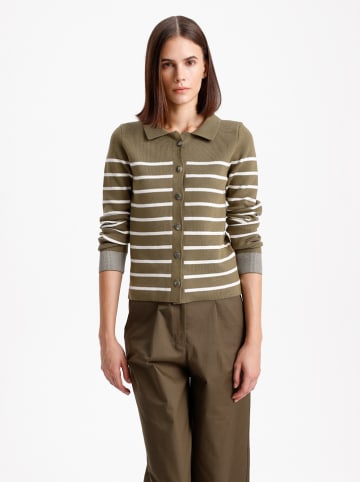 BGN Cardigan in Khaki/ Weiß