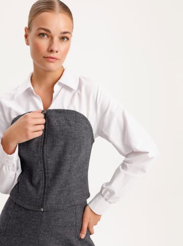 BGN Blouse antraciet/wit