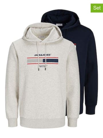 Jack & Jones 2er-Set: Hoodies in Grau/ Dunkelblau