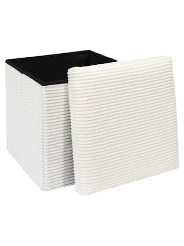 THE HOME DECO FACTORY Hocker w kolorze beżowym ze schowkiem - 38 x 38 x 38 cm