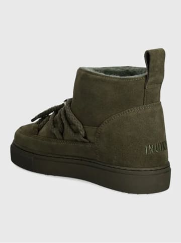 INUIKII Skórzane botki zimowe "Classic Low" w kolorze khaki