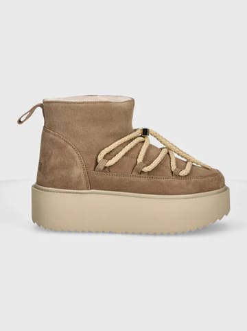 INUIKII Leder-Winterboots "Classic Low Platform" in Beige