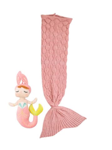Crochetts 2-delige set: benendeken met pop "Doll Lana" lichtroze