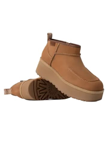 UGG Skórzane botki "Cityfunc Ultra Mini" w kolorze jasnobrązowym
