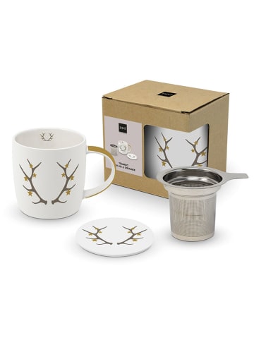 ppd Kubek "Winter Antler" w kolorze biało-brązowym do herbaty - 350 ml