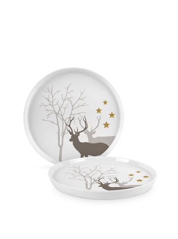 ppd Dessertbord "Winter Deers" wit/meerkleurig - Ø 15 cm