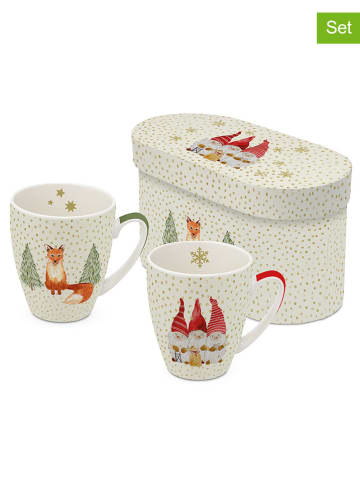 ppd 2er-Set: Jumbotassen "Snowflakes" in Creme/ Orange - 350 ml