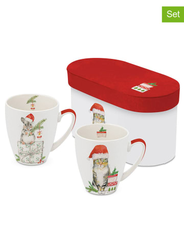 ppd 2er-Set: Jumbotassen "Fridolin & Kitty" in Weiß/ Rot - 350 ml