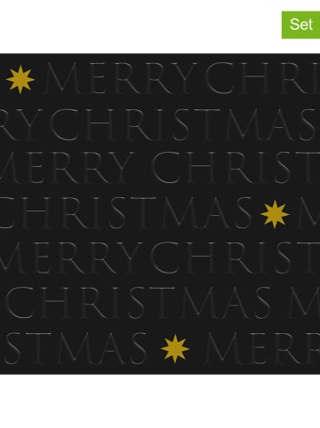 ppd 2er-Set: Servietten "Christmas Letters" in Schwarz/ Gold - 2x 20 Stück