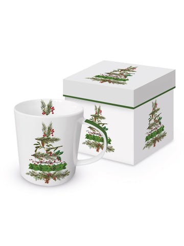 ppd Kubek jumbo "Christmas Arbor" w kolorze biało-zielonym - 350 ml