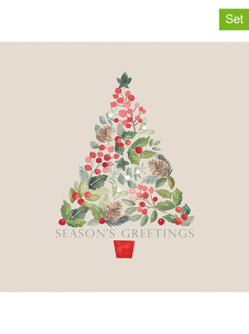ppd 2er-Set: Servietten "Merry Greetings" in Grün/ Rot - 2x 20 Stück