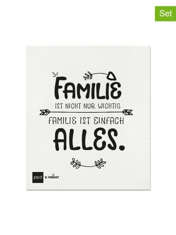 ppd 2er-Set: Schwammtücher "Familie" in Weiß/ Schwarz - (L)20 x (B)17 cm