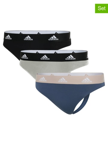 adidas 3er-Set: Strings in Blau/ Grau/ Schwarz