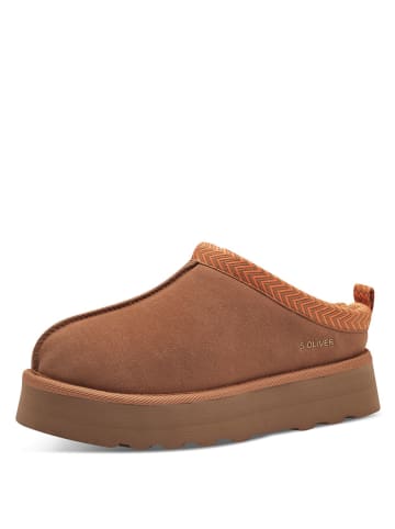 s.Oliver Leder-Ankle-Boots in Hellbraun
