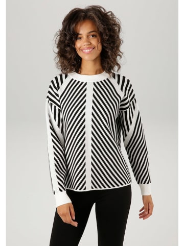 Aniston Sweter w kolorze czarno-białym