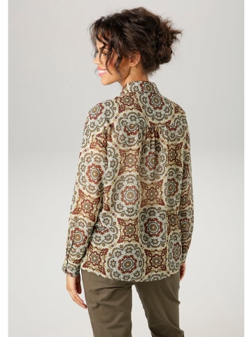Aniston Bluse in Beige/ Rot/ Hellbraun