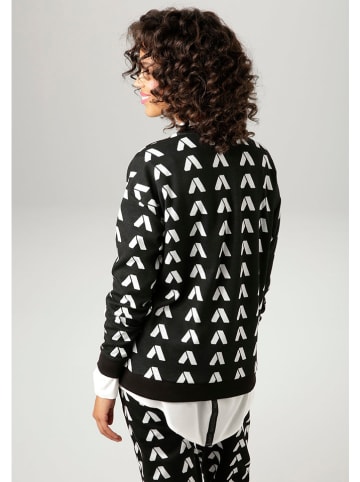 Aniston Sweatshirt zwart/wit