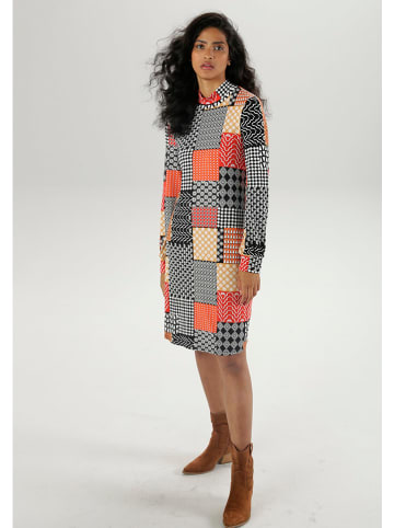 Aniston Jurk zwart/rood/geel