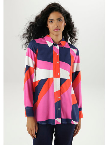 Aniston Bluse in Pink/ Rot/ Dunkelblau