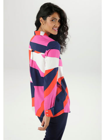 Aniston Bluse in Pink/ Rot/ Dunkelblau