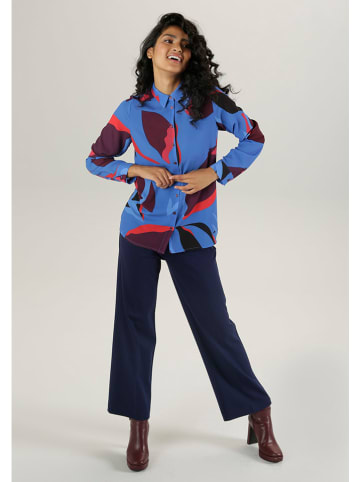 Aniston Bluse in Blau/ Rot
