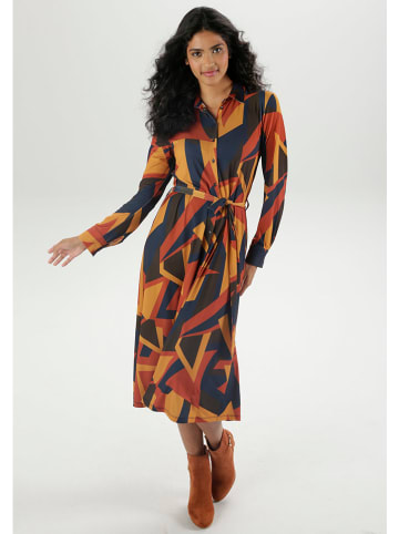 Aniston Kleid in Dunkelblau/ Orange