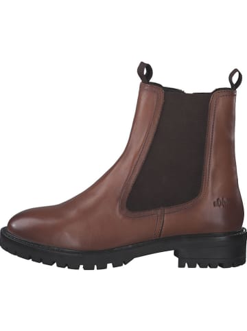 s.Oliver Leder-Boots in Hellbraun